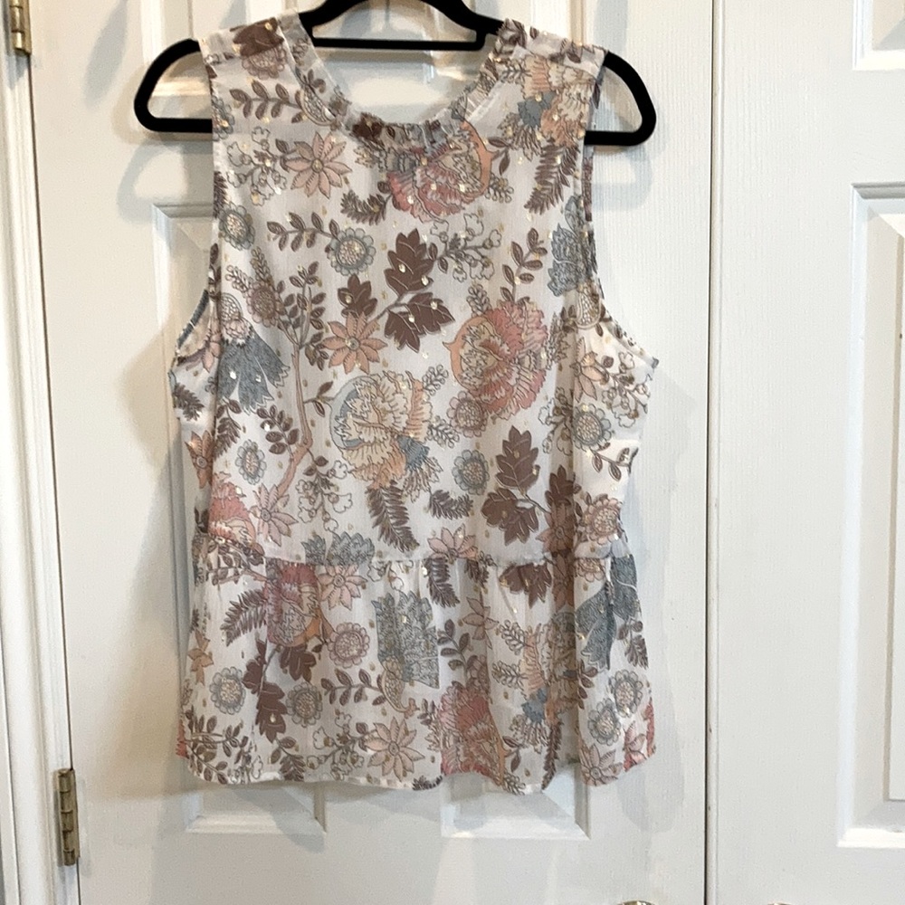 LOFT Sleeveless Peplum Top - Ties in Back - Sz Large